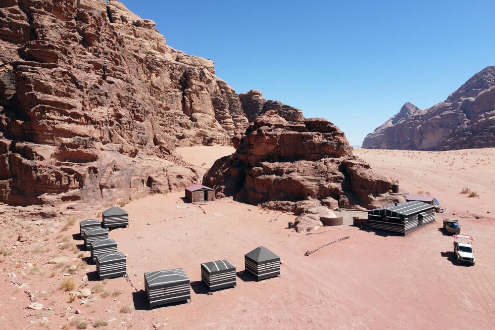 Wadi Rum camp from drone